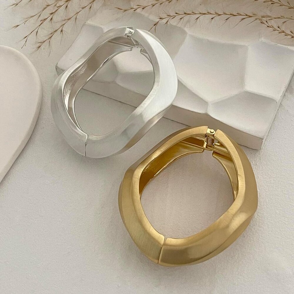 Gold And Silver Minimalist Stackable Cuff Bracele… - image 7